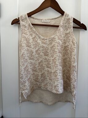 Neuflora Cream Textured Floral Sleeveless Tank Top 100% Cotton